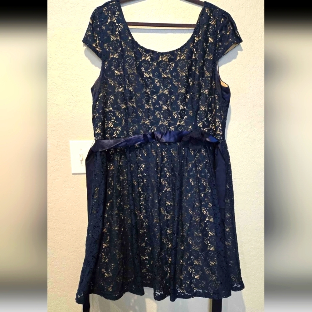 Navy Lace Dress - 22W